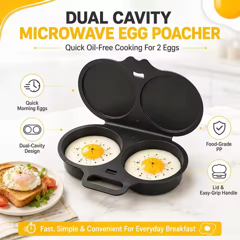 Gray Multi‑function Plastic Microwave Egg Cooker Practical Steaming & Frying Egg Mold For Household 
