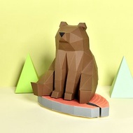 3D紙模型-DIY動手做-免裁剪-動物系列-森林棕熊-擺飾拍照小物