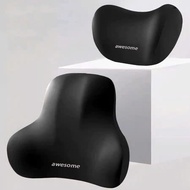 Gối Đầu Tựa Lưng Ô Tô AWESOME Cao Su NonGối Kê Tựa Cổ và Lưng Ngồi Ghế Ô Tô Văn Phòng Chống mỏi Vuad