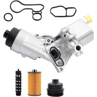 Engine Oil Cooler Filter Housing Adapter Set with Gasket, Insert, Cap for 2011-2021 Cruze Trax Encor