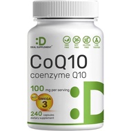 DEAL SUPPLEMENT CoQ10 100mg with Omega 3 100mg, 240 Capsules | Bioavailable Coenzyme Q10 Formula | N