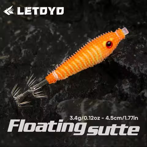LETOYO 45mm 3.4g Glue Lure Luminous Squid Jig Floating Sutte Artificial Bait Egi Webfoot Octopus Cut