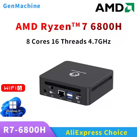 GenMachine Ryzen 6600H 6600U 6800H Mini PC Windows 11 LPDDR5 16G 6400Mhz WIFI6 3.2-4.7GHz TDP 45W Mi