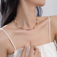 Colorful Natural Stone Necklace High-End Clavicle Chain Girlfriend Girlfriend Girlfriend