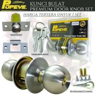 POPEYE ROUND STAINLESS DOOR LOCK 587SS PREMIUM DOOR KNOB SET
