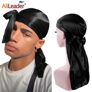 Satin Durag Turban Hat Wigs Durag Biker Headwrap Pirate Hat Cap For Men Hair Accessories Long Tail S