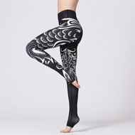 สต๊อกพร้อมส่ง) Yoga Pants Womens High Waist Trainer Sports Leggings Long Tights Floral Push Up Runni