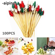 AIPING 100Pcs Bamboo Sticks Skewers Decorative Disposable Colorful Cocktail Toothpicks Dessert Buffe