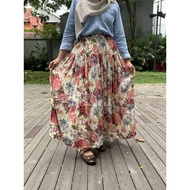 Ellabel.co - long rayon floral skirt cool rayon skirt/ flowy floral skirt/ long rayon skirt/ korean 