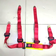 MERAH Belt Safety Belt 4 Point Plain Red Car Racing Safety Belt