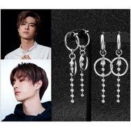 Dongda~OK~Wang Yibo Same Style Bead Chain Round Earrings Star Street Shooting M47