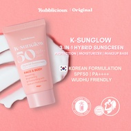 3in1 KSUNGLOW Hybrid Sunscreen: SPF50, Moisturize & Makeup Base | Whiten, Glow, Wudhu-Friendly, 50ml