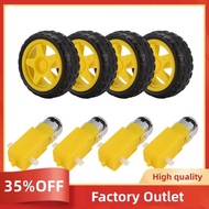 4PCS DC Electric Motor + Plastic TT Motor Tire Wheel Dual Shaft Gear Motor TT Gearbox Engine for Ard