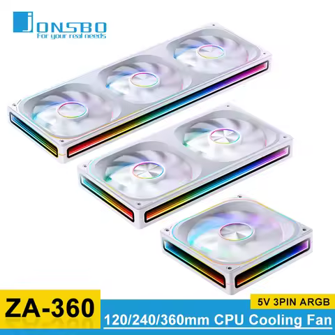 JONSBO ZA-120/240/360 Case Fan 12V 4PIN PWM 5V 3PIN ARGB 120mm Integrated Desktop PC Chassis CPU Wat