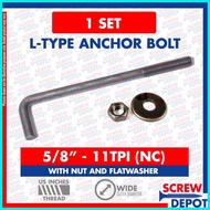 ▧ ✧ 1SET 5/8 inches A307 4140 BI Anchor Bolt with nut and washer | L Bolt | Hook Bolt for Concrete