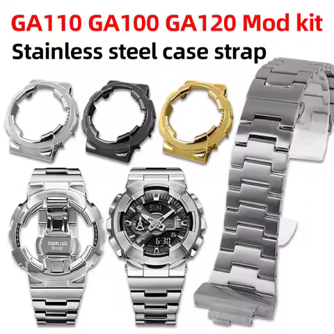 GA110 GA100 Mod Kit For Casio G-SHOCK GD-110/100/120 GAX100 Stainless Steel Metal Watch Strap Case G