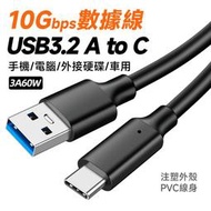 USB 3.2 Type-A To Type-C 10Gb 3A60W 數據線 短線 注塑外殼+PVC外皮 經濟實惠