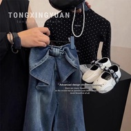 Korean Children's Clothing Girls Spring Clothing 25 New Style Fashionable Suit Polka Dot Top Bow Jea