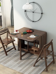 Nordic Style Extendable Solid Wood Folding Dining Table Compact 4-6 Person Home Use Table round Shap