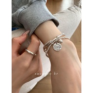 Suzyacc kr All-Match Simple Three-Layer Round Plate Pendant Bracelet Light Luxury Niche Exquisite Gi