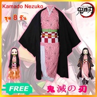 Demon Slayer Kimetsu No Yaiba Kamado Nezuko Cosplay Set ชุดเนสึโกะเด็ก/ผู้ใหญ่ผมปลอมชุดชิโนบุกิโมโน 