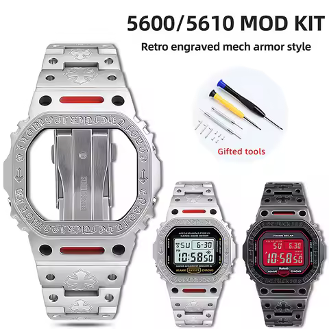5600 5610 Retro Engraved Mechanical Style Mod Kit for Casio G-Shock DW5600 GW-B5600 GW-M5610 Stainle