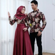 batik couple gamis terbaru kombinasi polos couple gamis syar'i - gamis saja b xxl
