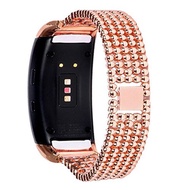 Owill Stainless Steel Watch Band Beaded Pattern Accessory Band For Samsung Gear Fit2 Pro (Rose Gold)