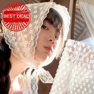 French Retro Lace Triangle Scarf Headscarf Summer Pastoral Headscarf Headdress Female Style B6e7