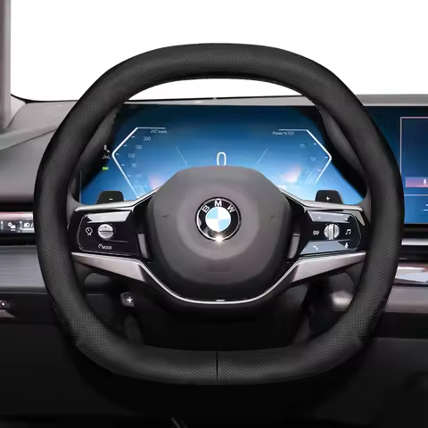 For BMW 5 Series i5 Double D-Shaped Steering Wheel Cover Ultra-Thin G60 G61 G68 BEV Micro Fiber Leat