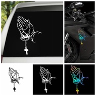AUGUSTINA Car Prayer Gesture Laser Sticker, Prayer Gesture Easy Install Prayer Gesture Decoration St