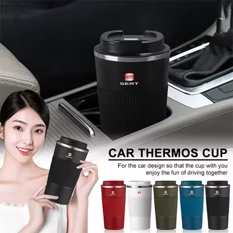 510ml Car Stainless Steel Coffee Cup Hot/Cold Drinks Travel Mug For SEAT Ibiza 6j Arosa Ateca Altea 