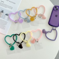Silicone Bracelet Heart Pendant Kawaii Mobile Phone Lanyard Soft Anti-lost Wrist Ornament