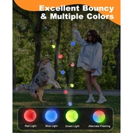 LED Dog Ball Rechargeable, Light Up Dog Ball Toys, Bounce-Activated Durable Fetch Ball, Natural Rubb