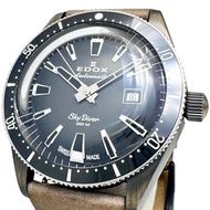 EDOX Skydiver Date 限量版（600 枚）80126-3VIN 手錶，不鏽鋼/皮革錶帶，自動機械機芯，灰色錶盤/炭黑色皮革錶帶，男士 [二手]