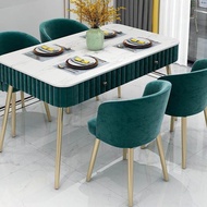 Dining Table Long Table With Drawers Modern Luxury Table Marble Table Flannel Table Chair Set