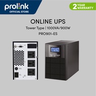 Prolink PRO901-ES 1000VA | 900W Pure Sine Wave Online UPS Power Backup Battery Uninterruptible Power Supply with AVR (3x Universal Sockets) for Data Center Medical Equipment Office Workplace ATM and Kiosk machine Backup Power (Professional Series)