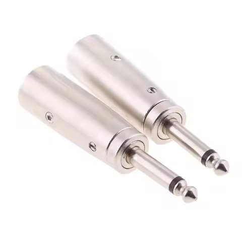 2PCS 6.35mm 1/4" Male Jack Socket to 3 Pin XLR Male Plug Amp Mic Adapter