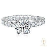 Shine & Co. Rosie Ring - 2-Carat Round-Brilliant Cut, Moissanite Diamond, 925 Sterling Silver