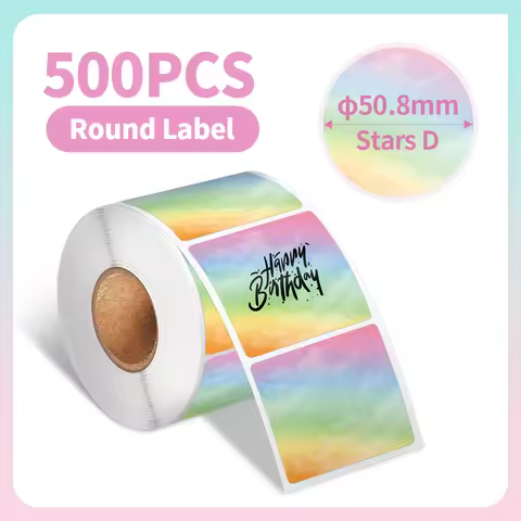 Thermal Label Paper round Sticker White Pure Color Shipping Label Waterproof for Phomemo PM241/PM246