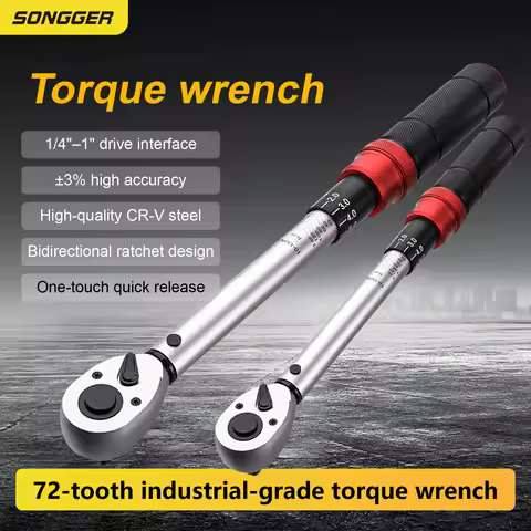 Adjustable Torque Wrench Set 1/4″ 3/8″ 1/2″ Drive Click Type Preset Professional Torque Wrench Kit 1