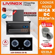 IZCOLA Livinox cooker hood LCH-MICA-XDC-90BL 2580m³/j/Livinox set hud dapper LCH-MICA-XDC-90BL 2580m