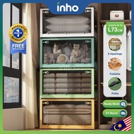 INHO L39-73cm (26-143 Litre) 5 Door Opening Transparent Large Foldable Stackable Storage Box