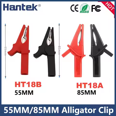 2Pcs Hantek HT18A Red + Black Insulated Crocodile Crocodile Car Caravan Van Battery Test Lead Clips 