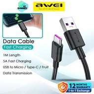 Awei CL-77 Data Cable 5A Fast Charging Cable USB Cable Type-C Micro 1M Length 100cm Mobile Kabel Awe