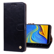 Factory directly sell Business Style Oil Wax Texture Horizontal Flip Leather Case for Samsung Galaxy