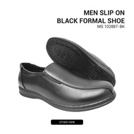NEWMEN MS 102887 Men Formal PU Leather Shoes Black Shine Executive Shoes / Kasut Hitam Lelaki