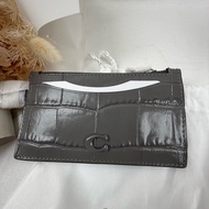 全新品 狀態良好 COACH 灰色 牛皮卡夾零錢包  男女適用