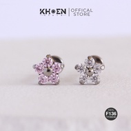 (1 Piece) Large round apricot flower earrings - Titanium F136 - Earrings store