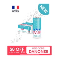 Evian Sparkling Carbonated Natural Mineral Water Can 24 x 330ml - Carton
